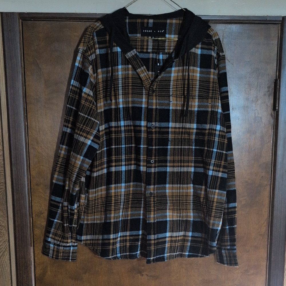 Edgar + Ash Men's Hooded Flannel Shirt Size XL